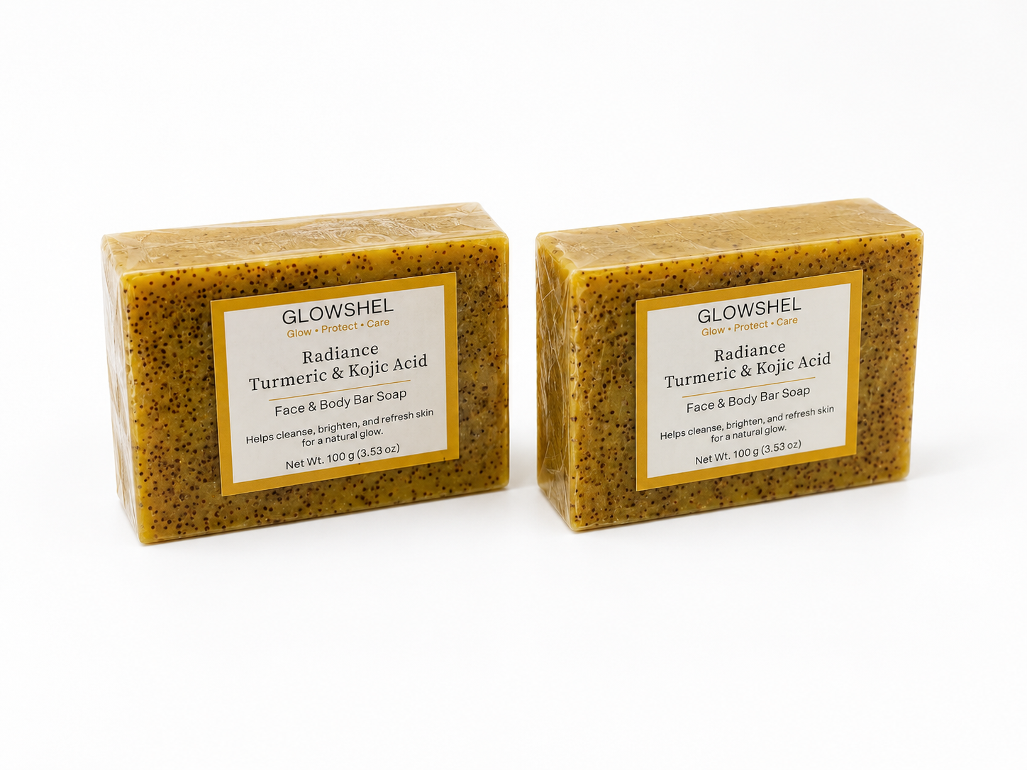 GlowShel Turmeric & Kojic Acid Face & Body Soap 6,2,3 Bars Brightening Bundle